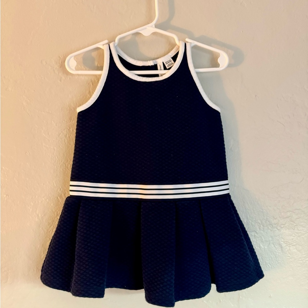 Janie and Jack navy/white nautical drop waist bow dress
